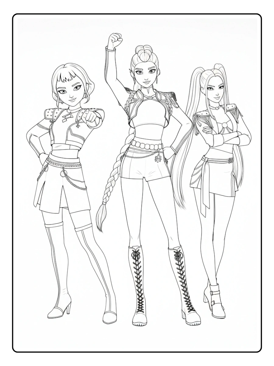 desenhos para colorir de guerreiras do k pop (1)