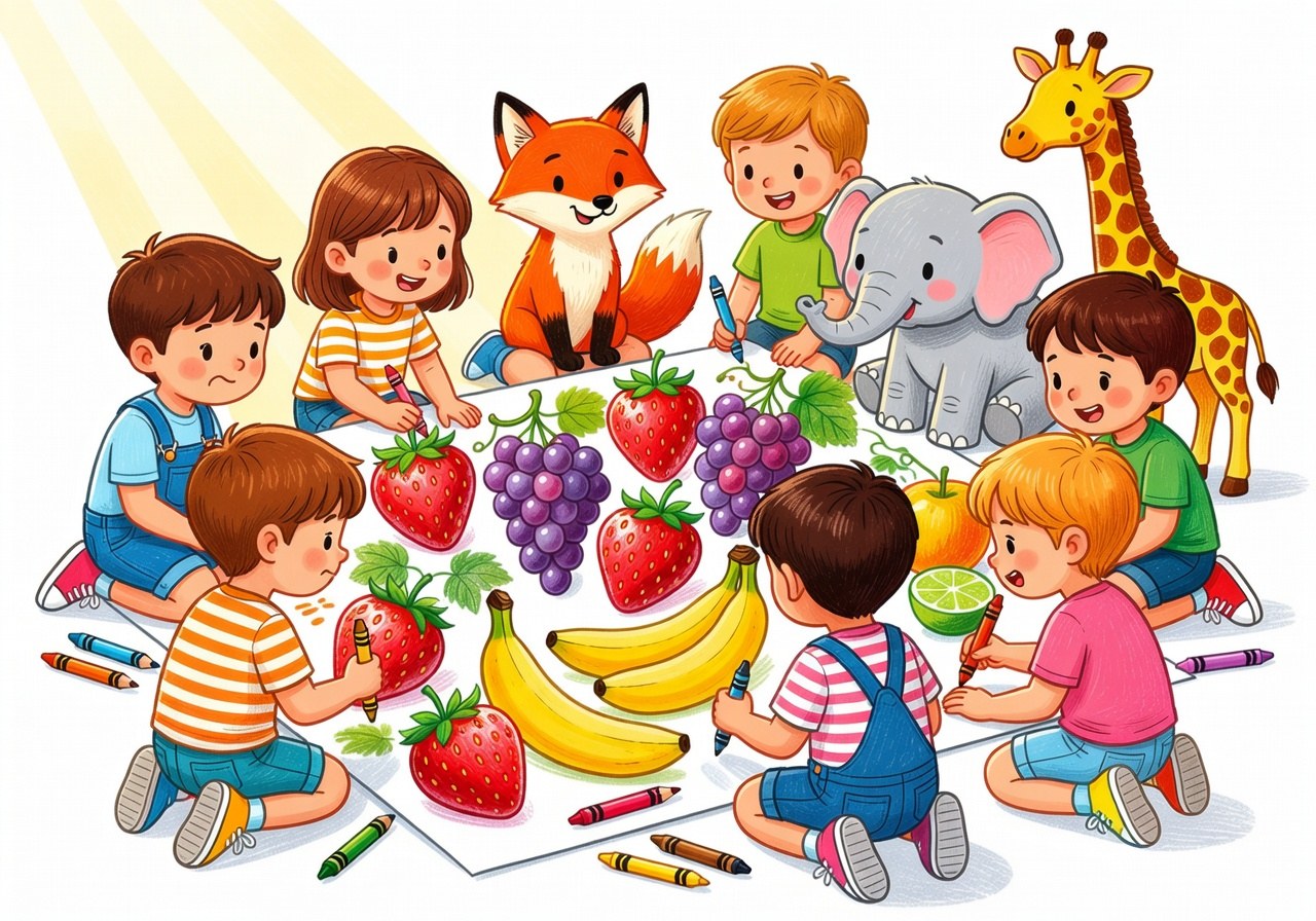 Versão colorida de paleta alegre mostrando tons vibrantes sem exagero visual