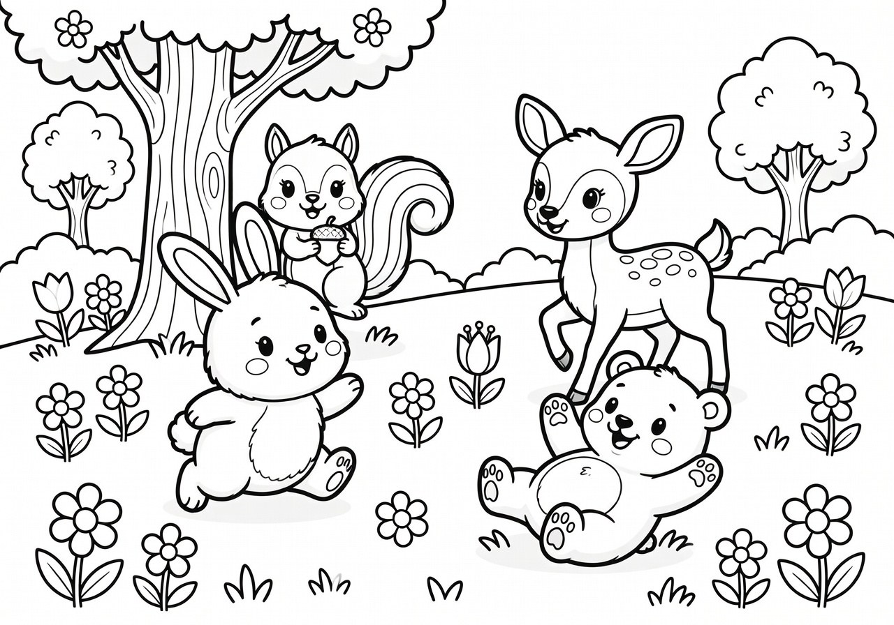 Linha de arte de desenhos fofos para colorir com contornos limpos